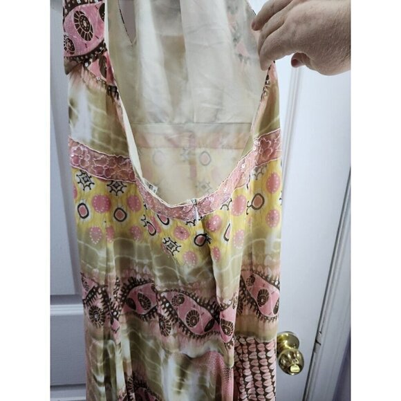 Joseph Ribkoff Pink & Brown Handkerchief-Hem Halter Dress Size 8 - Picture 6 of 11
